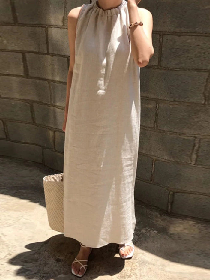 Fashionable Solid Color Sleeveless Casual Dress