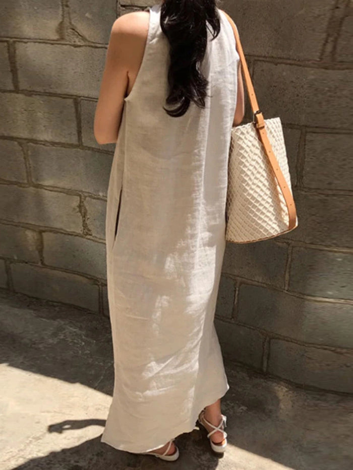Fashionable Solid Color Sleeveless Casual Dress