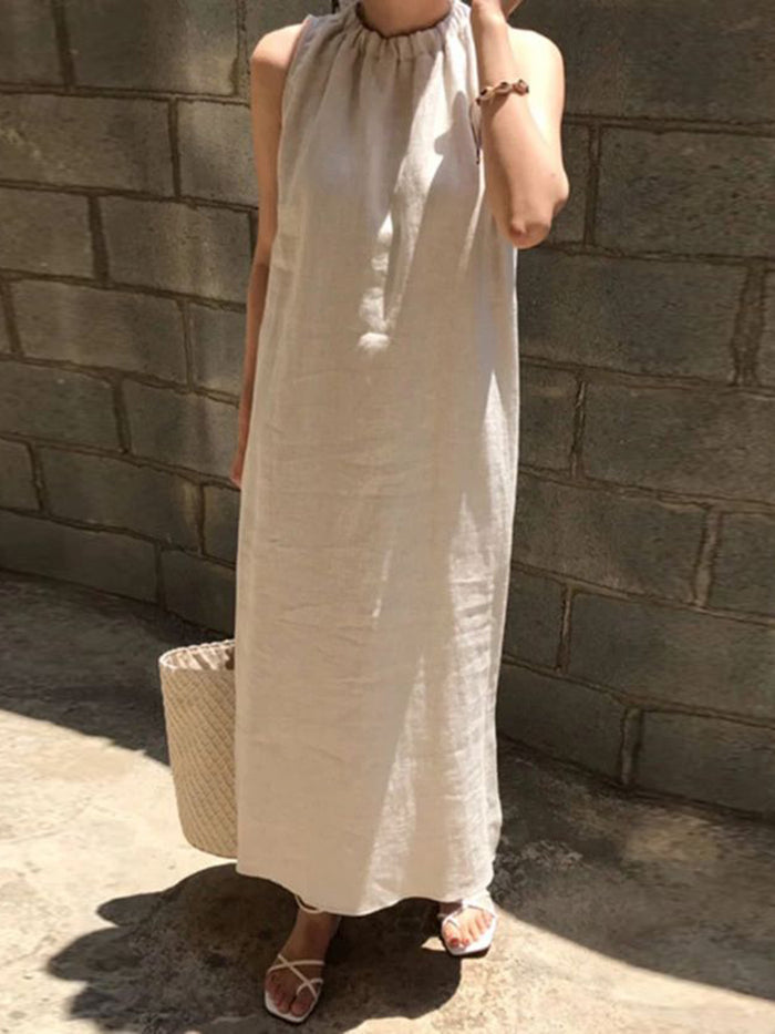 Fashionable Solid Color Sleeveless Casual Dress