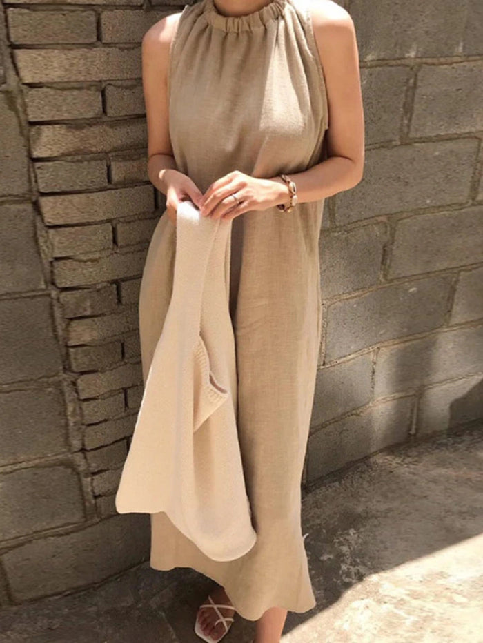 Fashionable Solid Color Sleeveless Casual Dress