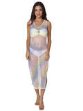 Fishnet dress with high leg slit