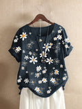 Floral Round Neck Short Sleeve T-shirt