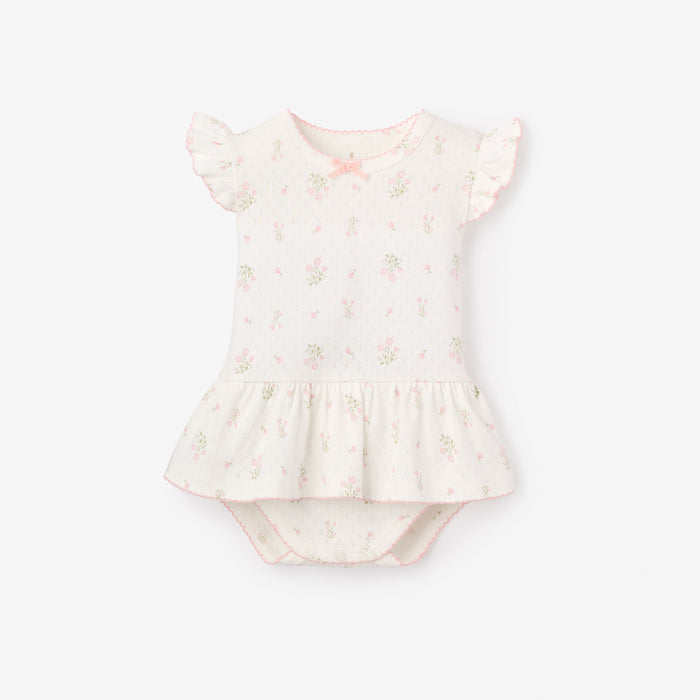 Folklore Floral Organic Cotton Pointelle Bubble Romper