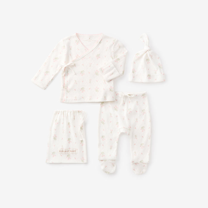 Folklore Floral Organic Cotton Pointelle Layette 3PC Set