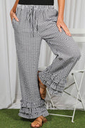 Gingham Layered Ruffle Hem Cropped Pants VP83333A