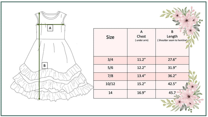Girls Pastel Pink Floral 3 Ruffle Spring Summer Easter Dress