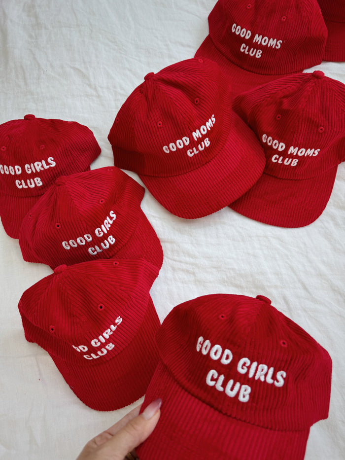 Good Girls Club Corduroy Cherry Baseball Hat - Sun Peony Coconut