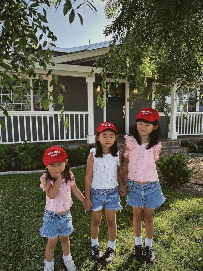 Good Girls Club Corduroy Cherry Baseball Hat - Sun Peony Coconut