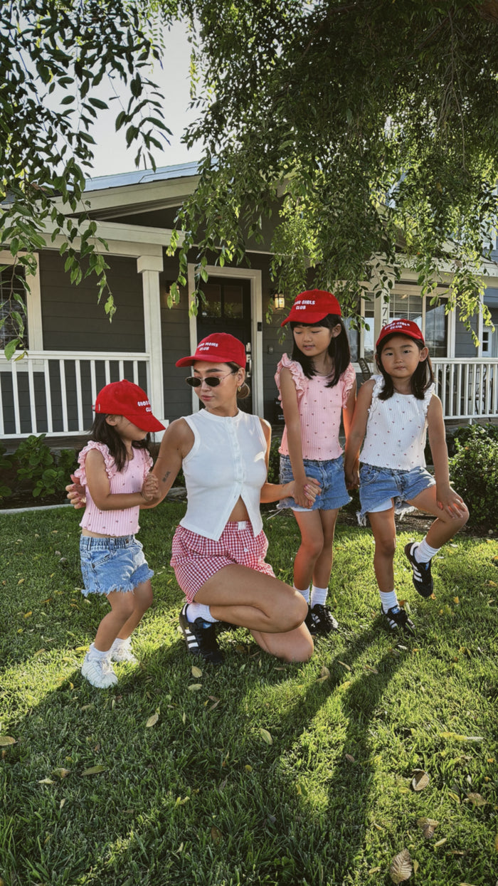 Good Girls Club Corduroy Cherry Baseball Hat - Sun Peony Coconut