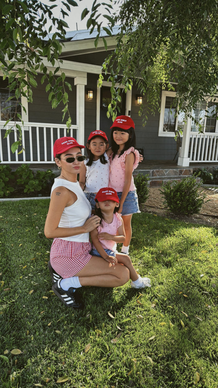 Good Girls Club Corduroy Cherry Baseball Hat - Sun Peony Coconut