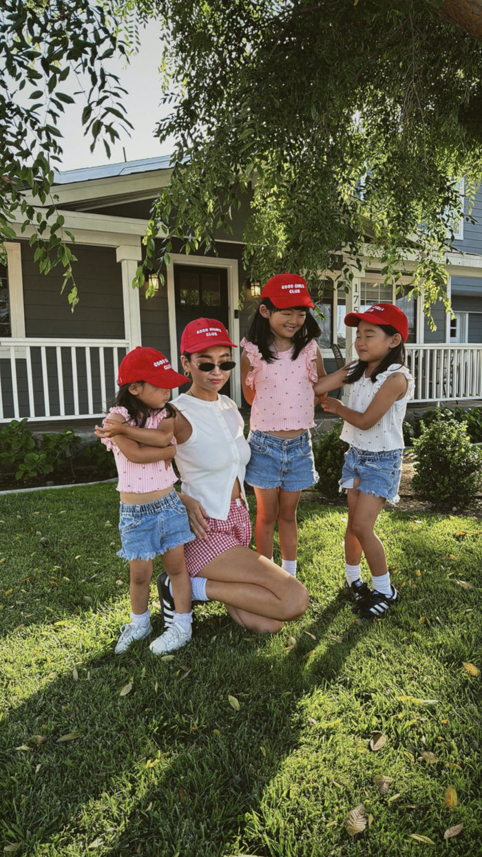 Good Girls Club Corduroy Cherry Baseball Hat - Sun Peony Coconut