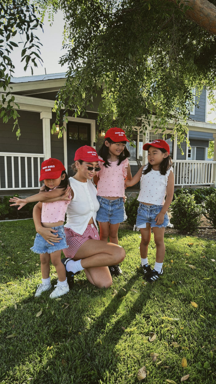 Good Girls Club Corduroy Cherry Baseball Hat - Sun Peony Coconut
