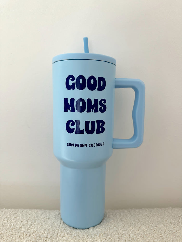 Good Moms Club 40oz Tumbler with Handle and Straw Lid - Sun Peony Coconut