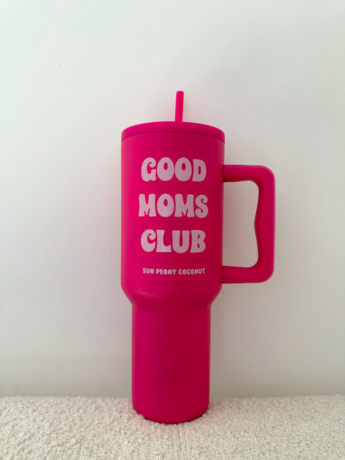 Good Moms Club 40oz Tumbler with Handle and Straw Lid - Sun Peony Coconut