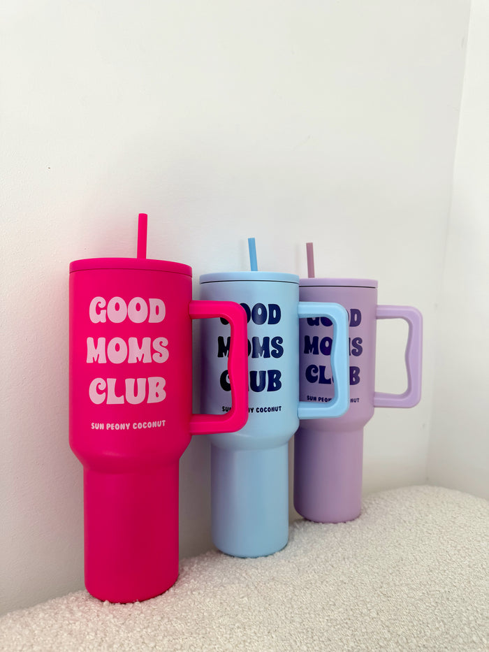 Good Moms Club 40oz Tumbler with Handle and Straw Lid - Sun Peony Coconut