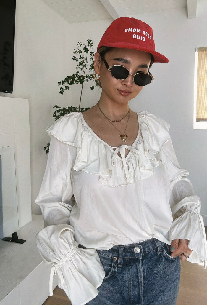 Good Moms Club Corduroy Cherry Baseball Hat - Sun Peony Coconut
