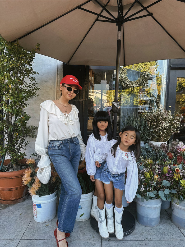 Good Moms Club Corduroy Cherry Baseball Hat - Sun Peony Coconut