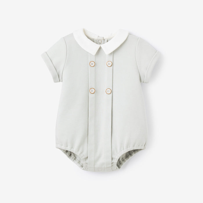 Gray Double Knit Button Front Bubble