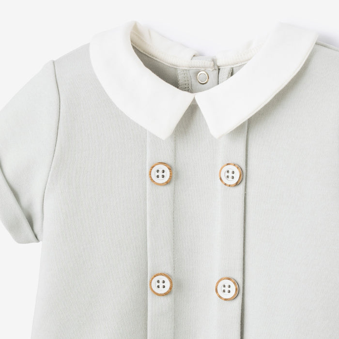 Gray Double Knit Button Front Bubble
