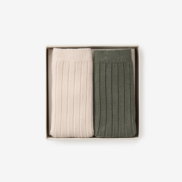 Green & Taupe Knee-High Non Slip Baby Socks 2 pk