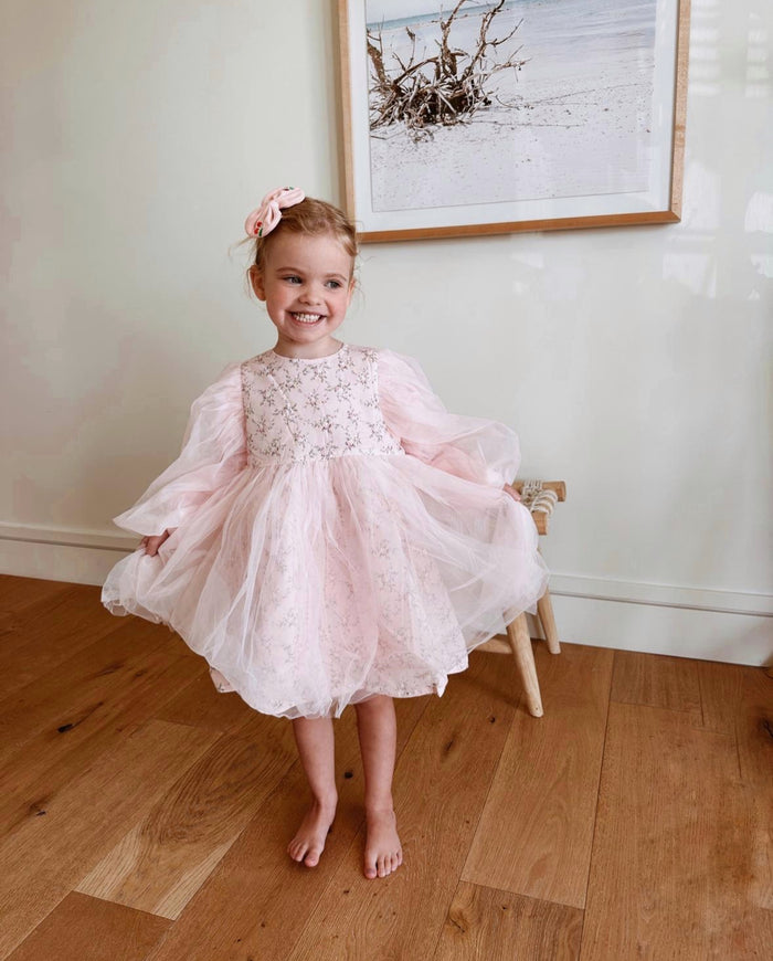 Hannah Floral Girlie Dress Pink - Sun Peony Coconut