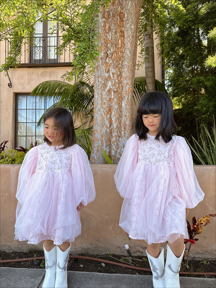 Hannah Floral Girlie Dress Pink - Sun Peony Coconut