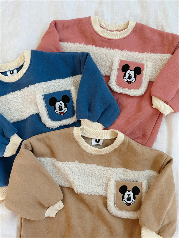 Happy Place Sherpa Crewneck + Sweatpants Blue - Sun Peony Coconut