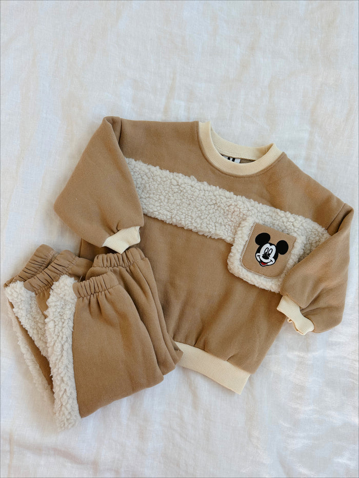 Happy Place Sherpa Crewneck + Sweatpants Sand - Sun Peony Coconut