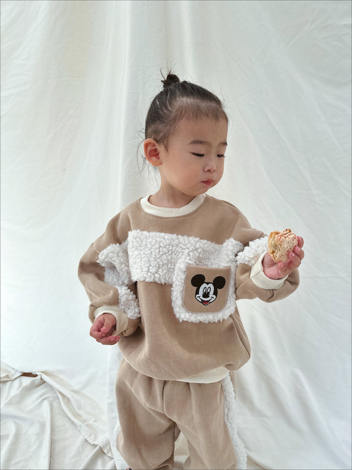 Happy Place Sherpa Crewneck + Sweatpants Sand - Sun Peony Coconut