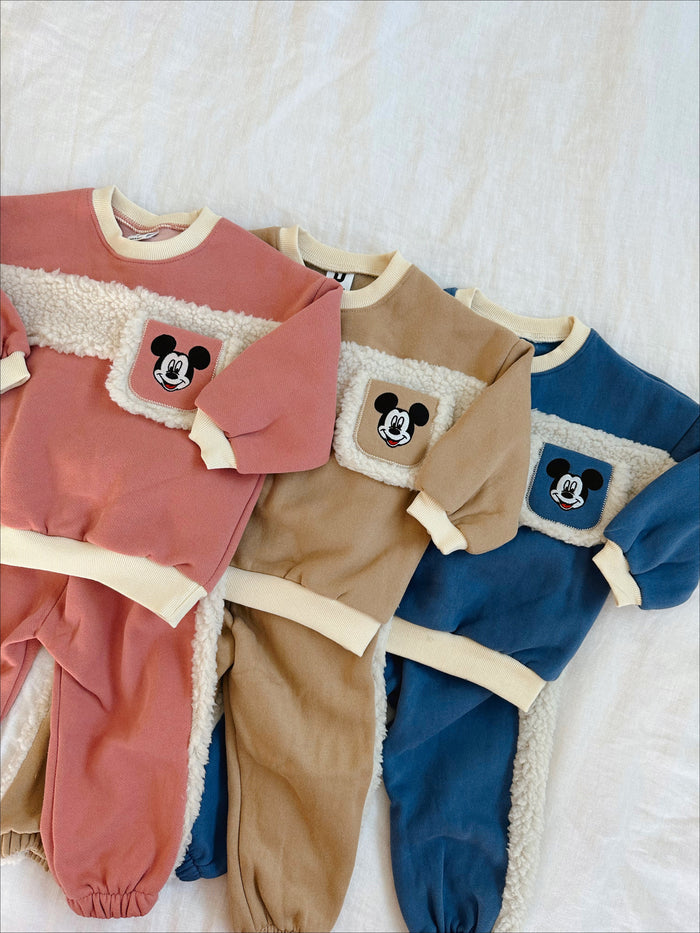 Happy Place Sherpa Crewneck + Sweatpants Sand - Sun Peony Coconut