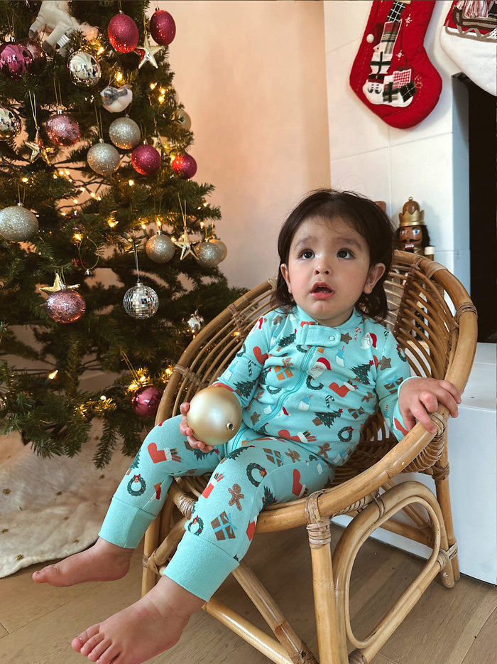 Holiday PJ Baby Boy Onesie - Sun Peony Coconut
