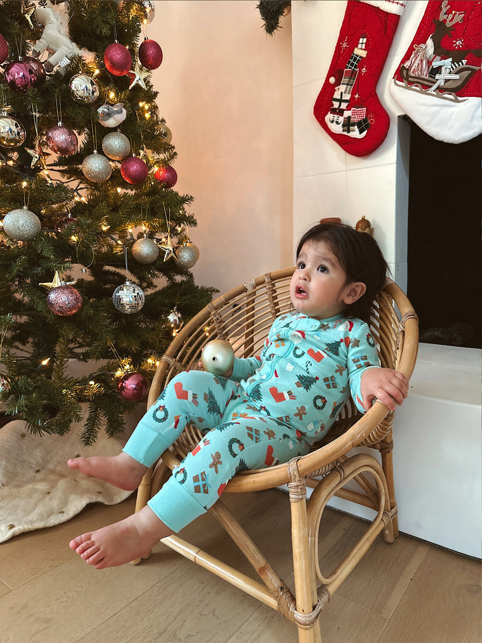 Holiday PJ Baby Boy Onesie - Sun Peony Coconut