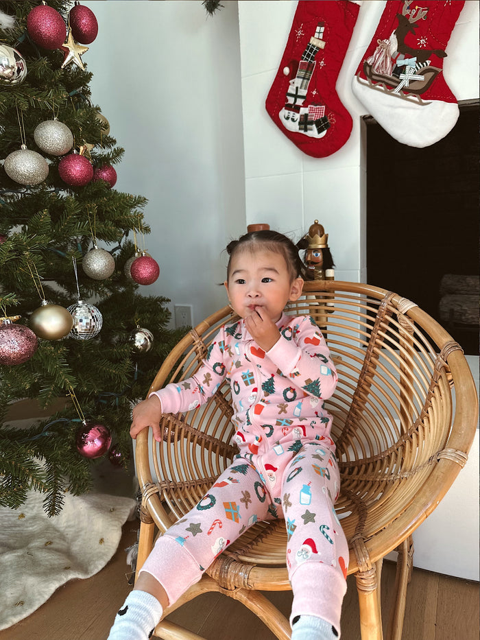 Holiday PJ Baby Girl Onesie - Sun Peony Coconut