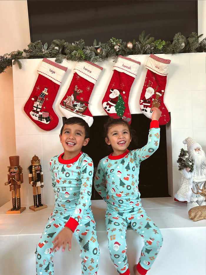 Holiday PJ Set for Boys - Sun Peony Coconut