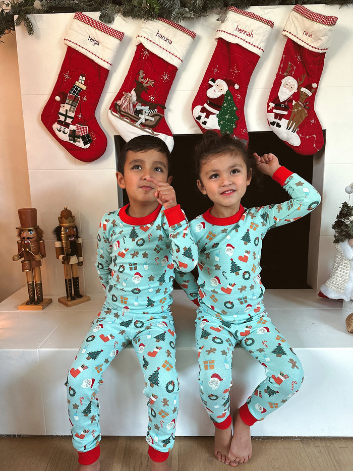 Holiday PJ Set for Boys - Sun Peony Coconut