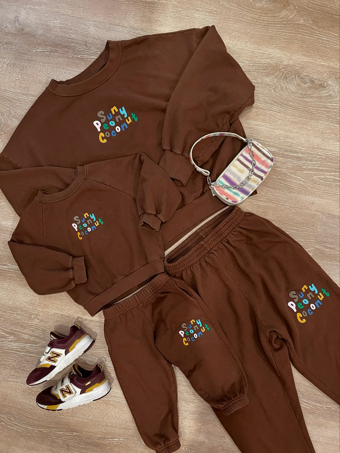 Hot Chocolate Mini Sweatpants - Sun Peony Coconut