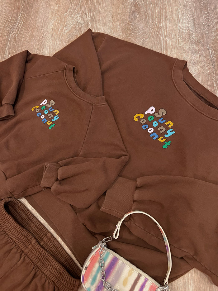 Hot Chocolate Mini Sweatshirt - Sun Peony Coconut
