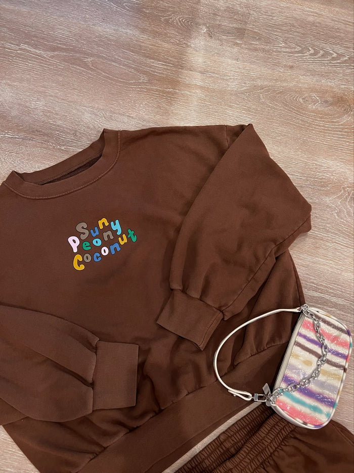 Hot Chocolate Mom Sweatshirt - Sun Peony Coconut