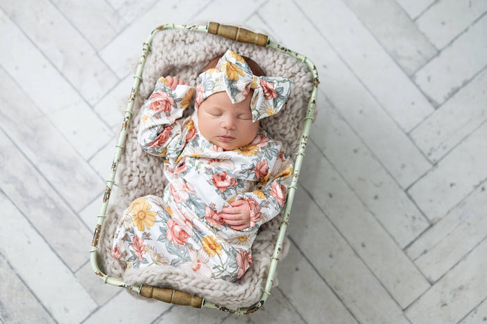 Infant Girls Botanical Ecru Baby Gown