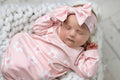 Infant Girls Pink Dainty Flower Baby Gown and Bow Headband