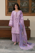 NAQSHI Izna lilac embroidered lawn 3-piece outfit with cambric culottes and tissue silk digital printed dupatta from Seran Summer Capsule Collection