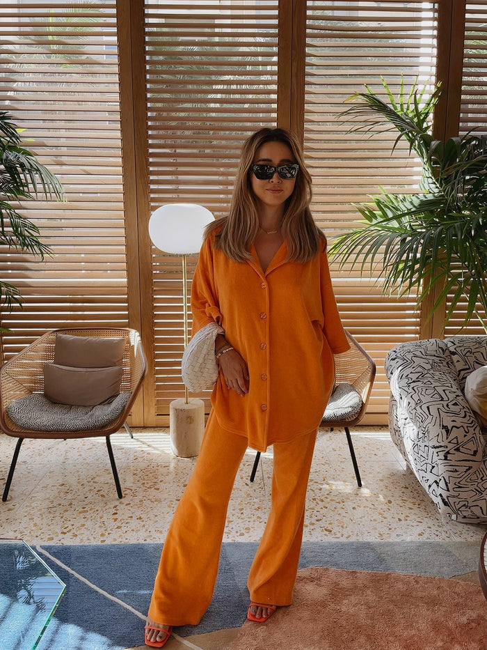 Kendall Terry Relaxed Pants / Blood Orange - Sun Peony Coconut