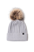 Knit beanie with faux fur pom pom