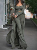Knitted Loose Cardigan Vest and Pants Extra-long Three-piece Suit