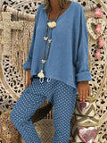 Knitted Loose Top Polka Dot Trousers Women's Set