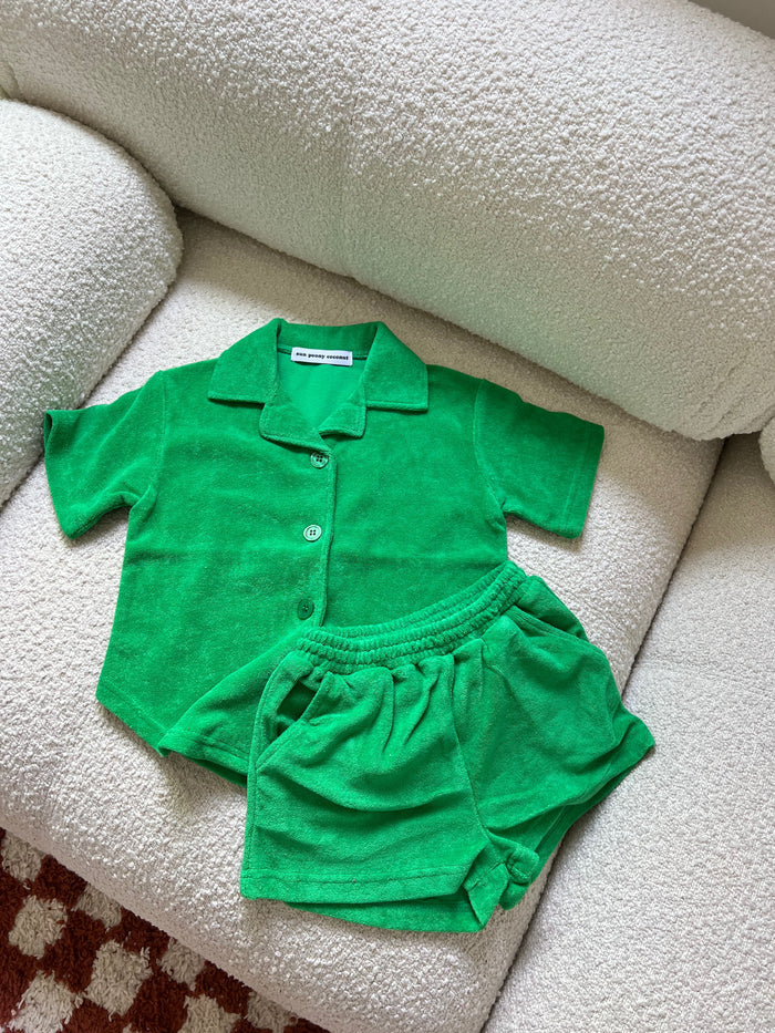 Lauren Luyendyk x SPC Kid's Terry Short / Green - Sun Peony Coconut
