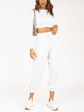 Long Sleeve Cropped Top and Loose Trousers Suit