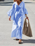 Loose Casual V-Neck Large Cuff Dress
