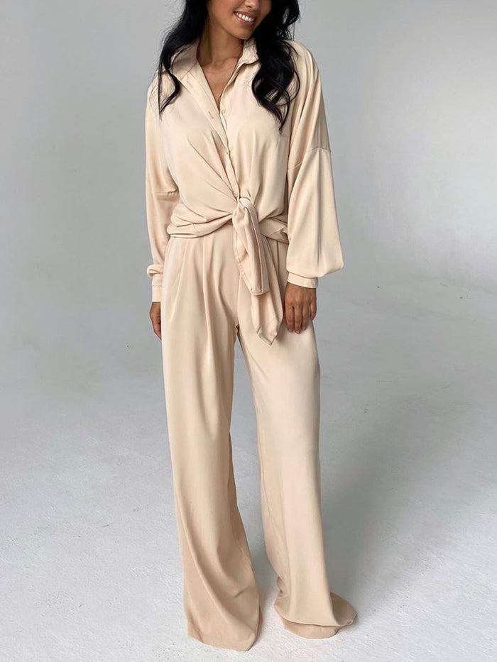 Loose Long Sleeve Shirt Casual Trousers Women's Suit