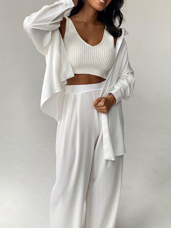Loose Long Sleeve Shirt Casual Trousers Women's Suit